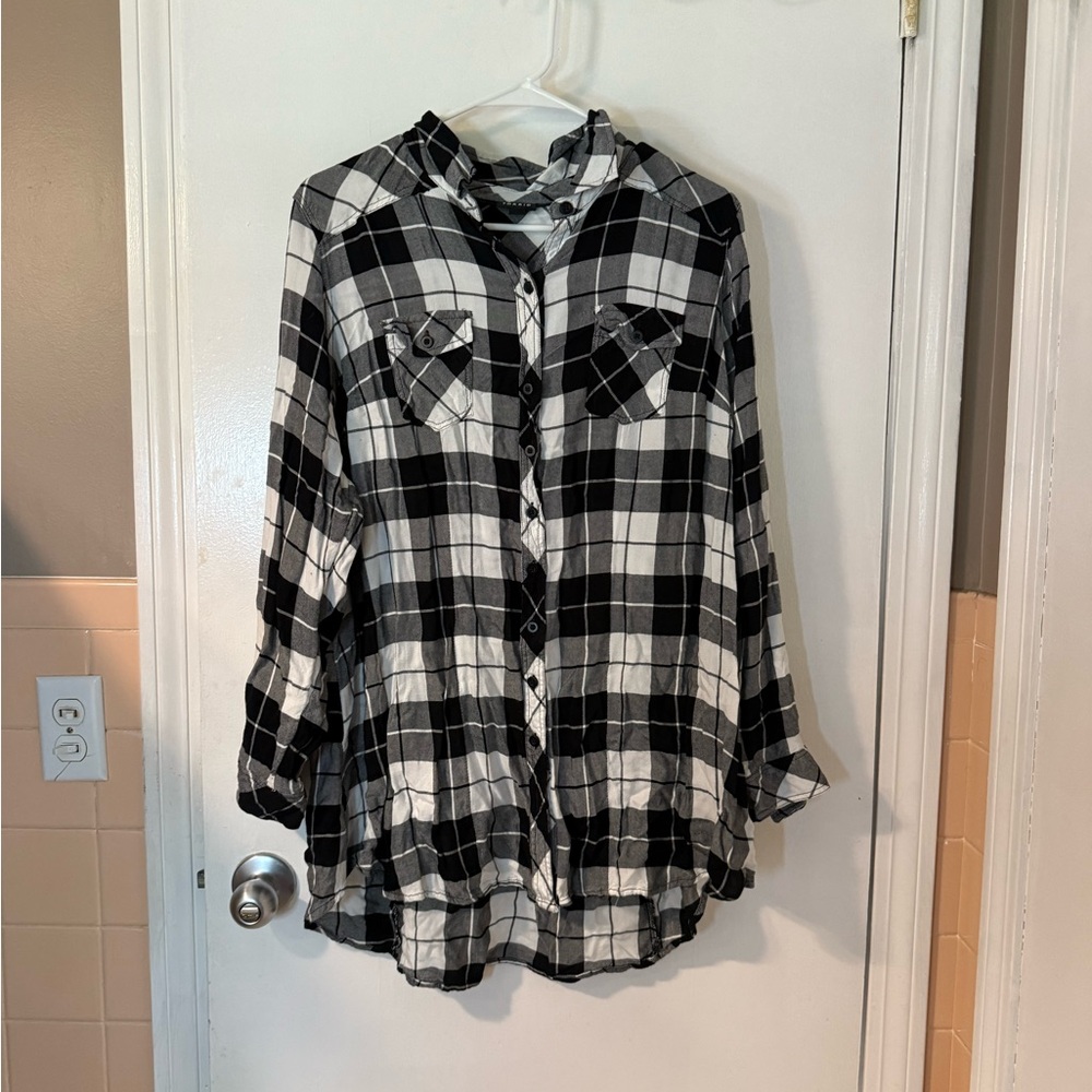 Torrid Black and White Plaid Shirt